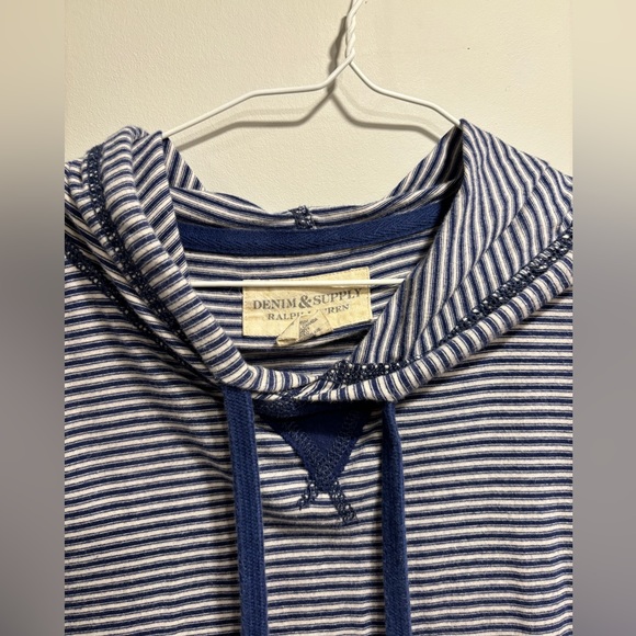 Polo Ralph Lauren Blue Stripped Lightweight Hoodie - Picture 3 of 6